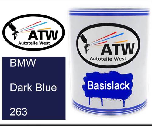 BMW, Dark Blue, 263: 1L Lackdose, von ATW Autoteile West.